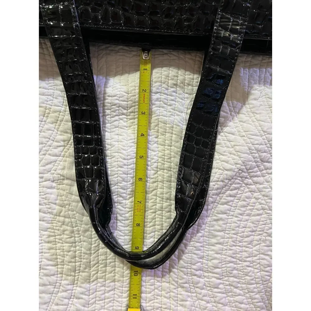Black patent leather crocodile involves tote bag